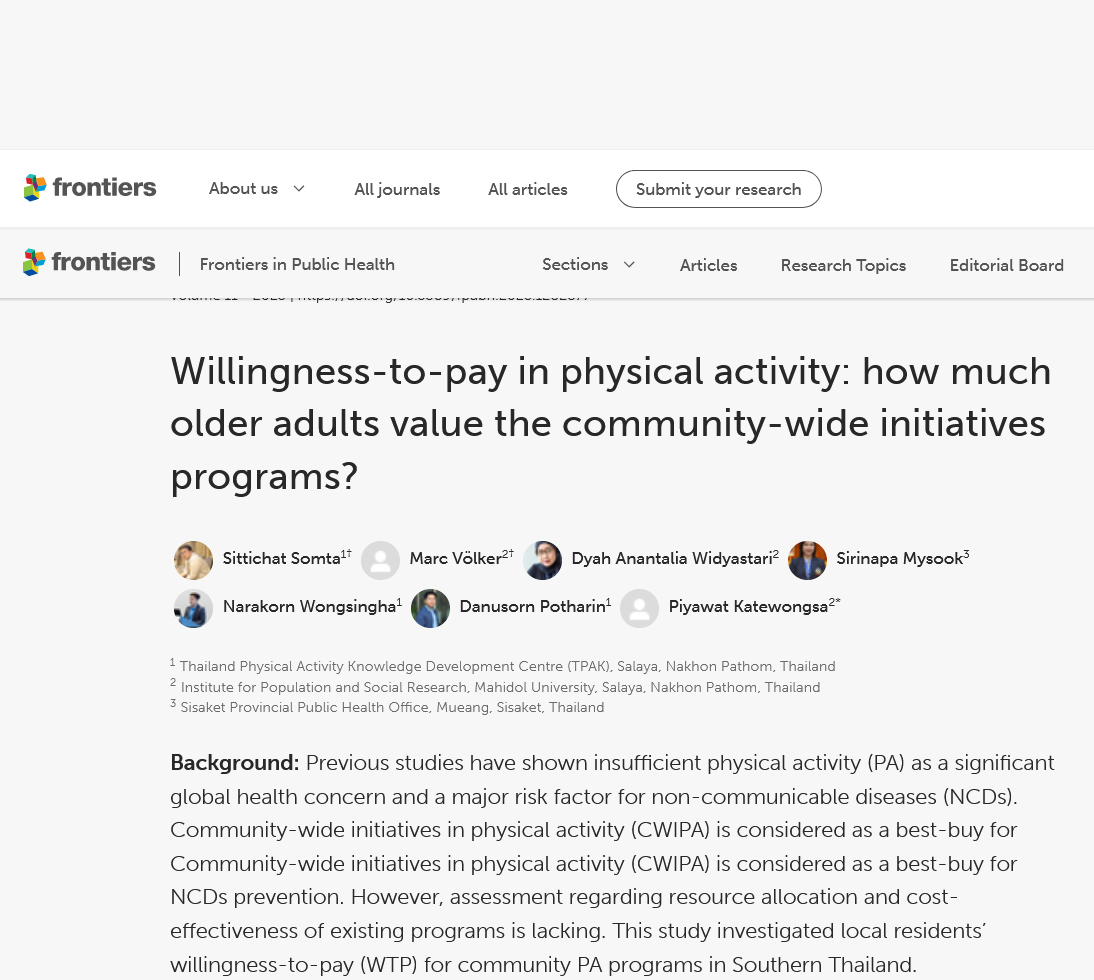 Willingness-to-pay in physical activity: how much older adults value the community-wide initiatives programs?