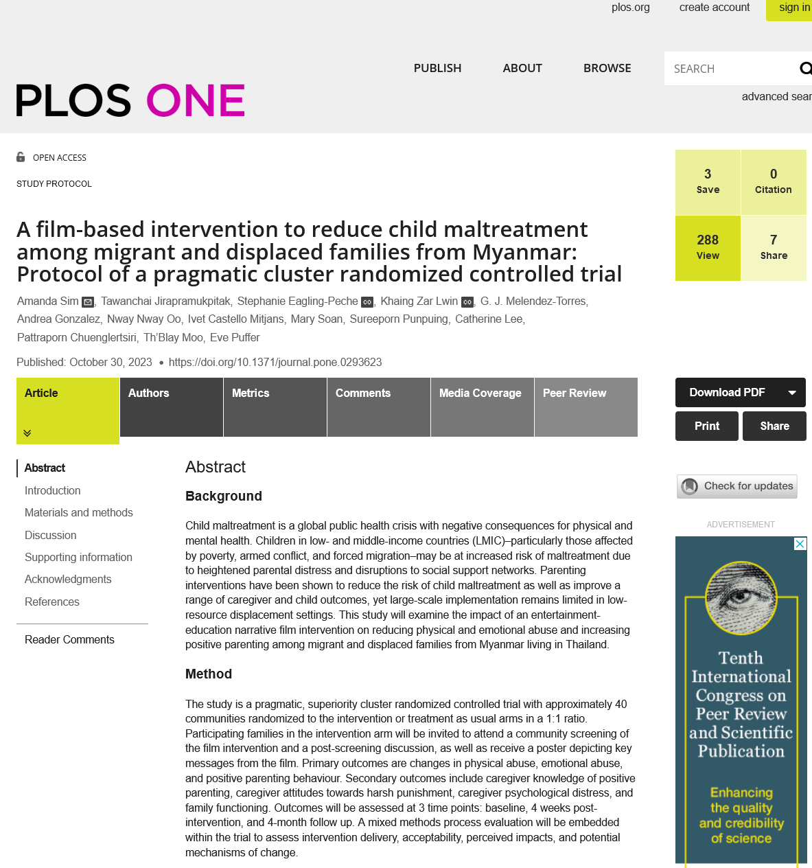 A film-based intervention to reduce child maltreatment among migrant and displaced families from Myanmar: Protocol of a pragmatic cluster randomized controlled trial