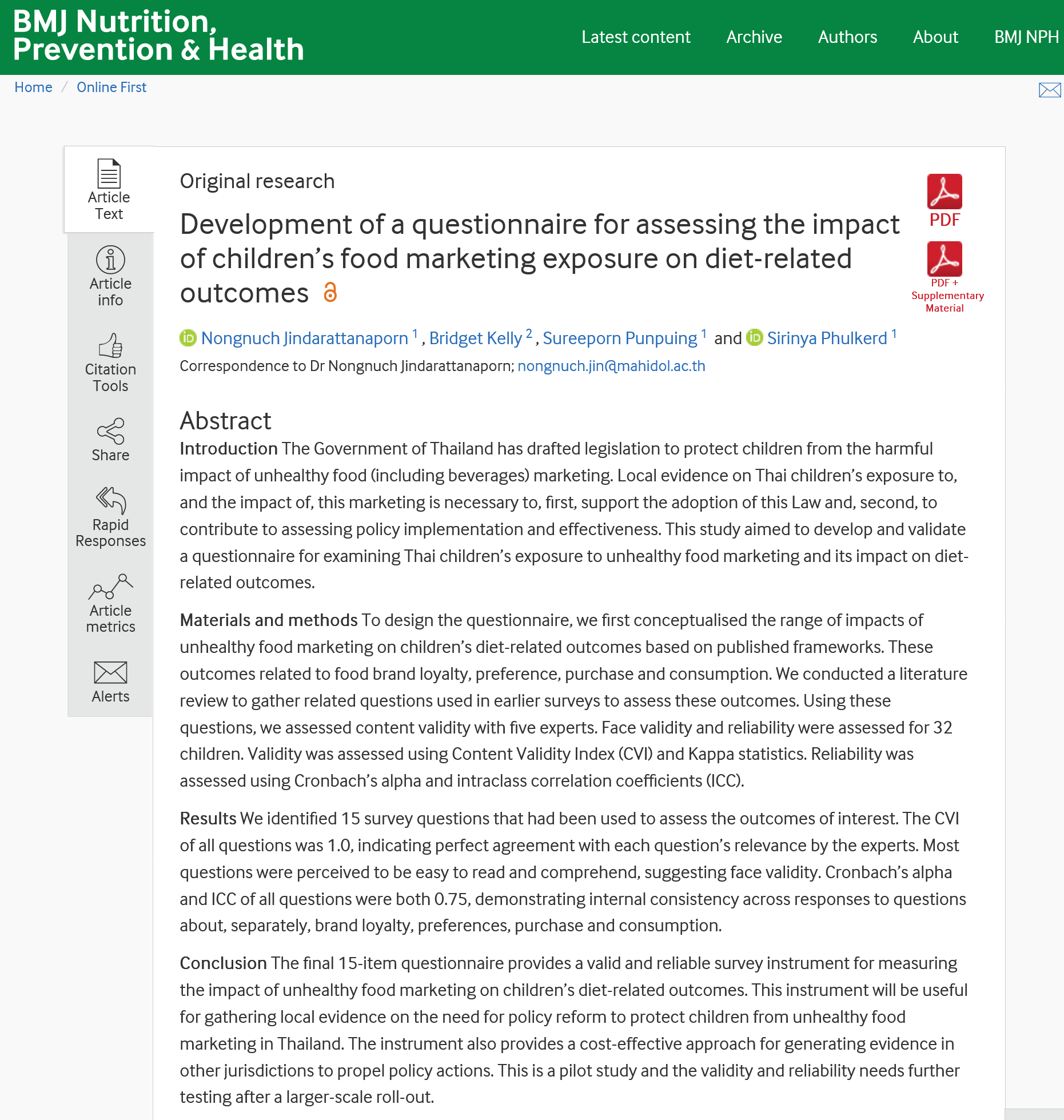 Development of a questionnaire for assessing the impact of children’s food marketing exposure on diet-related outcomes