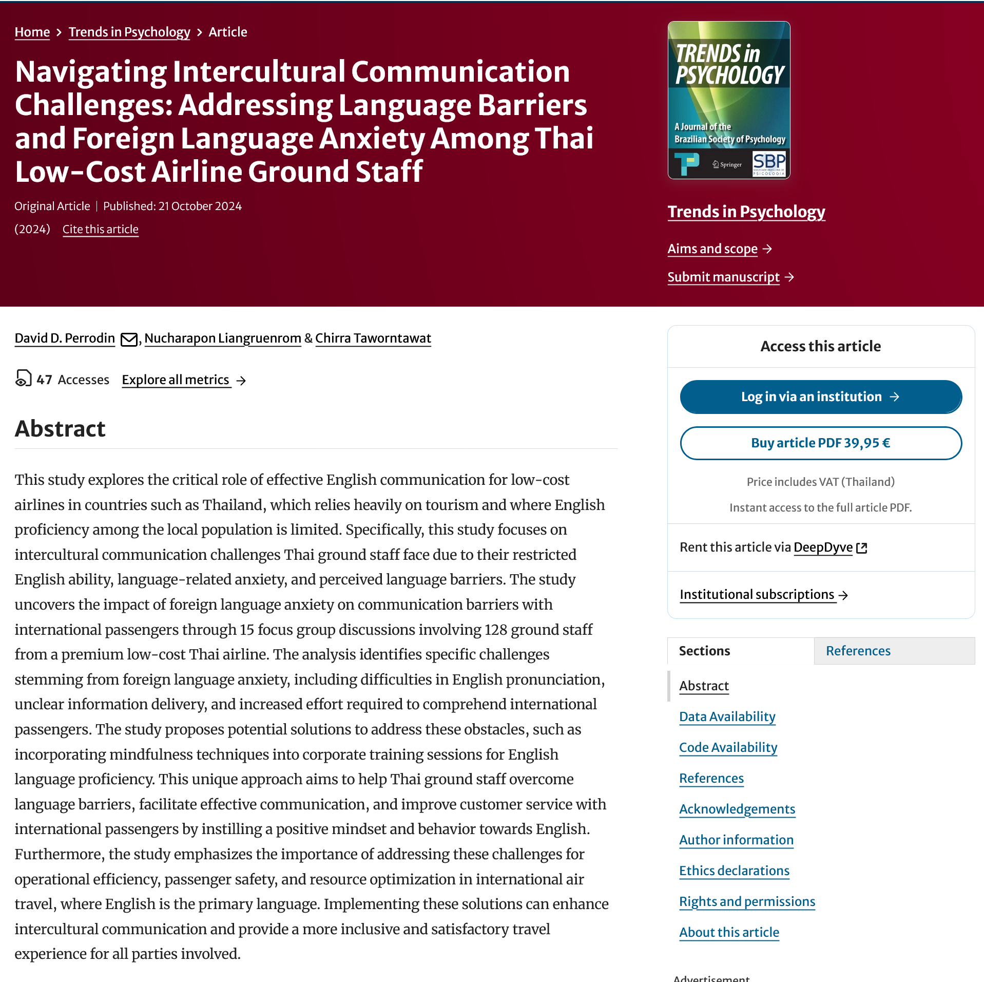 Navigating intercultural communication challenges: Addressing language barriers and foreign language anxiety among Thai low-cost airline ground staff