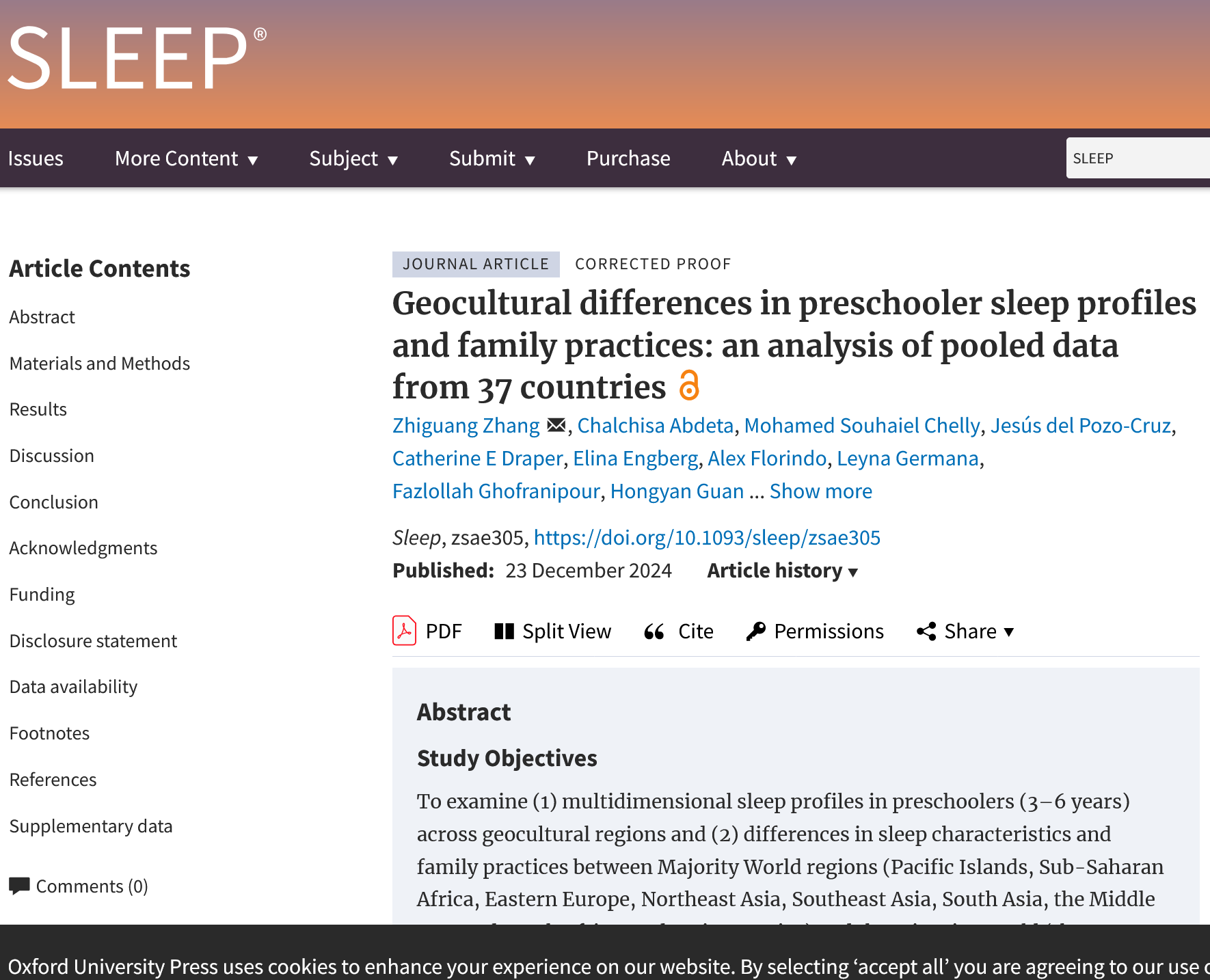 Geocultural differences in preschooler sleep profiles and family practices: an analysis of pooled data from 37 countries