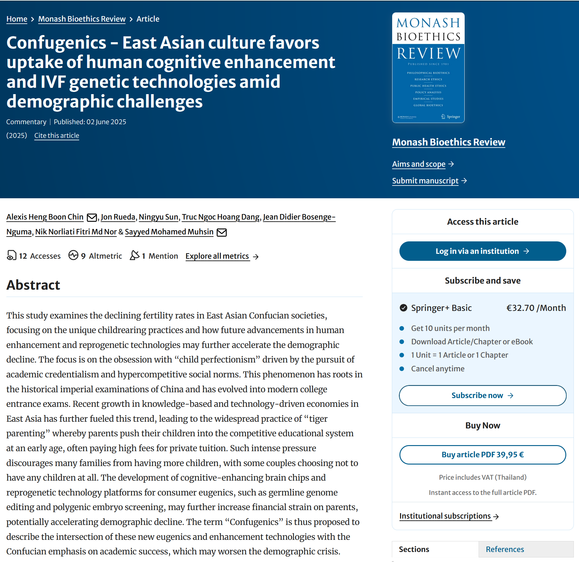 Confugenics – East Asian culture favors uptake of human cognitive enhancement and IVF genetic technologies amid demographic challenges