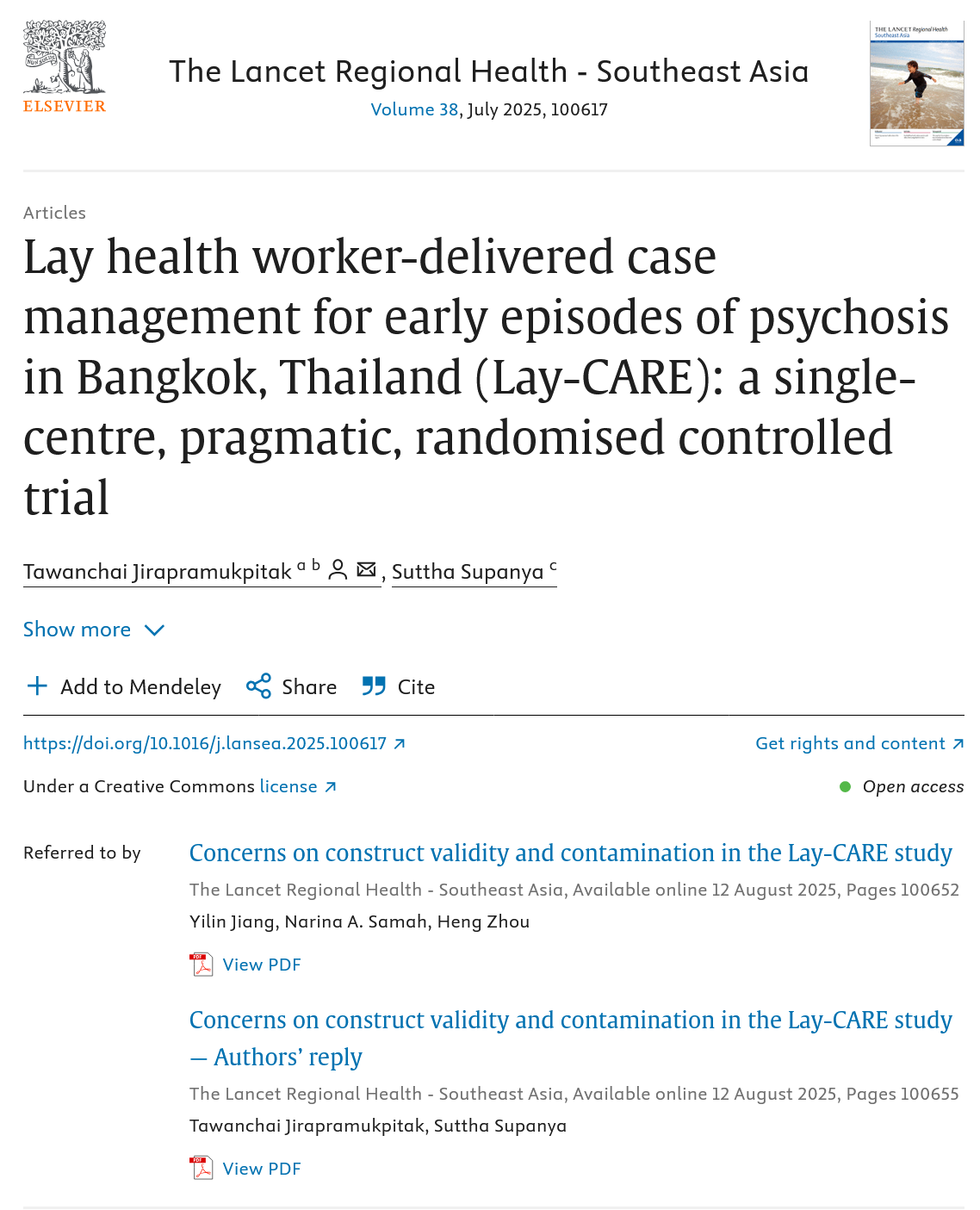 Lay health worker-delivered case management for early episodes of psychosis in Bangkok, Thailand (Lay-CARE): a single-centre, pragmatic, randomised controlled trial