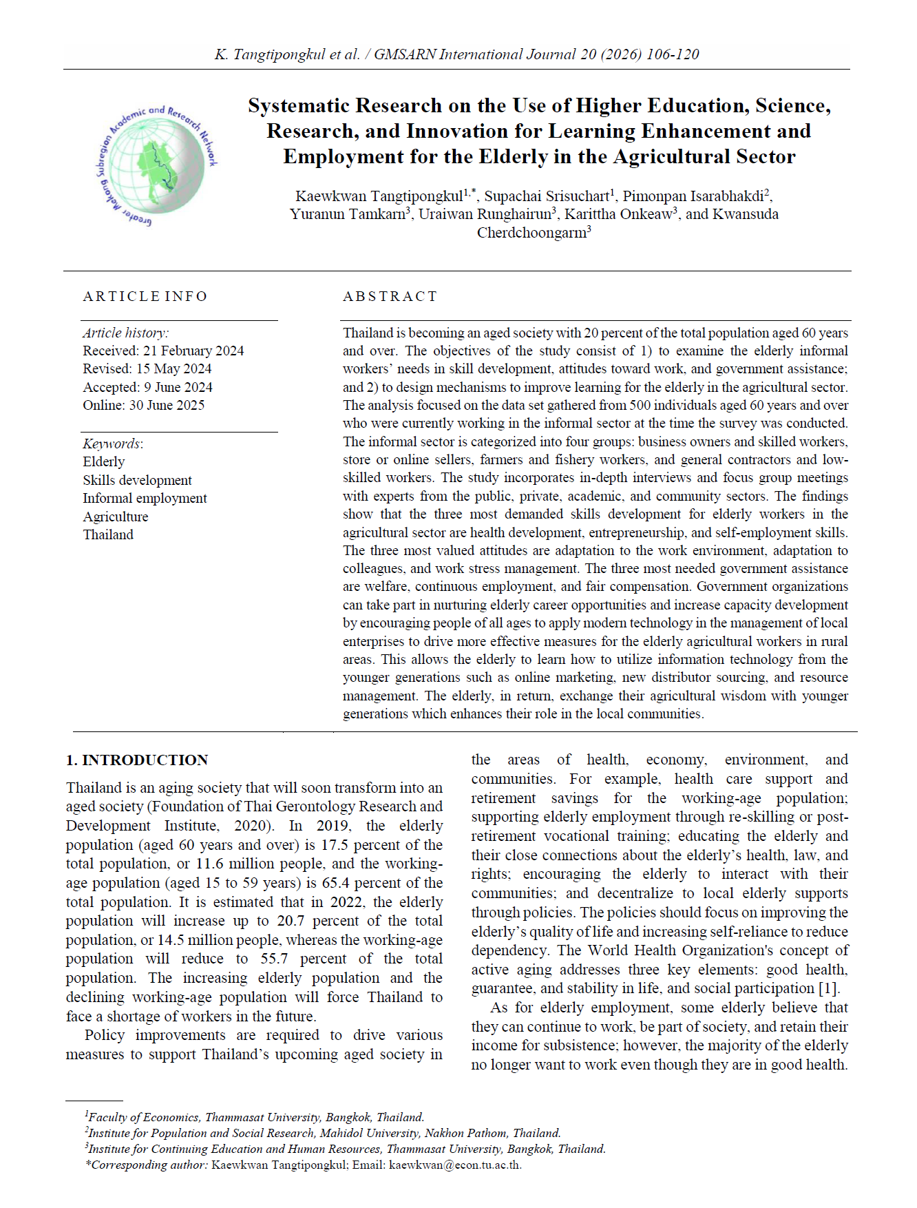 Systematic Research on the Use of Higher Education, Science, Research, and Innovation for Learning Enhancement and Employment for the Elderly in the Agricultural Sector